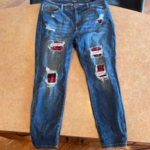 Judy Blue plaid patch denim size 1XL